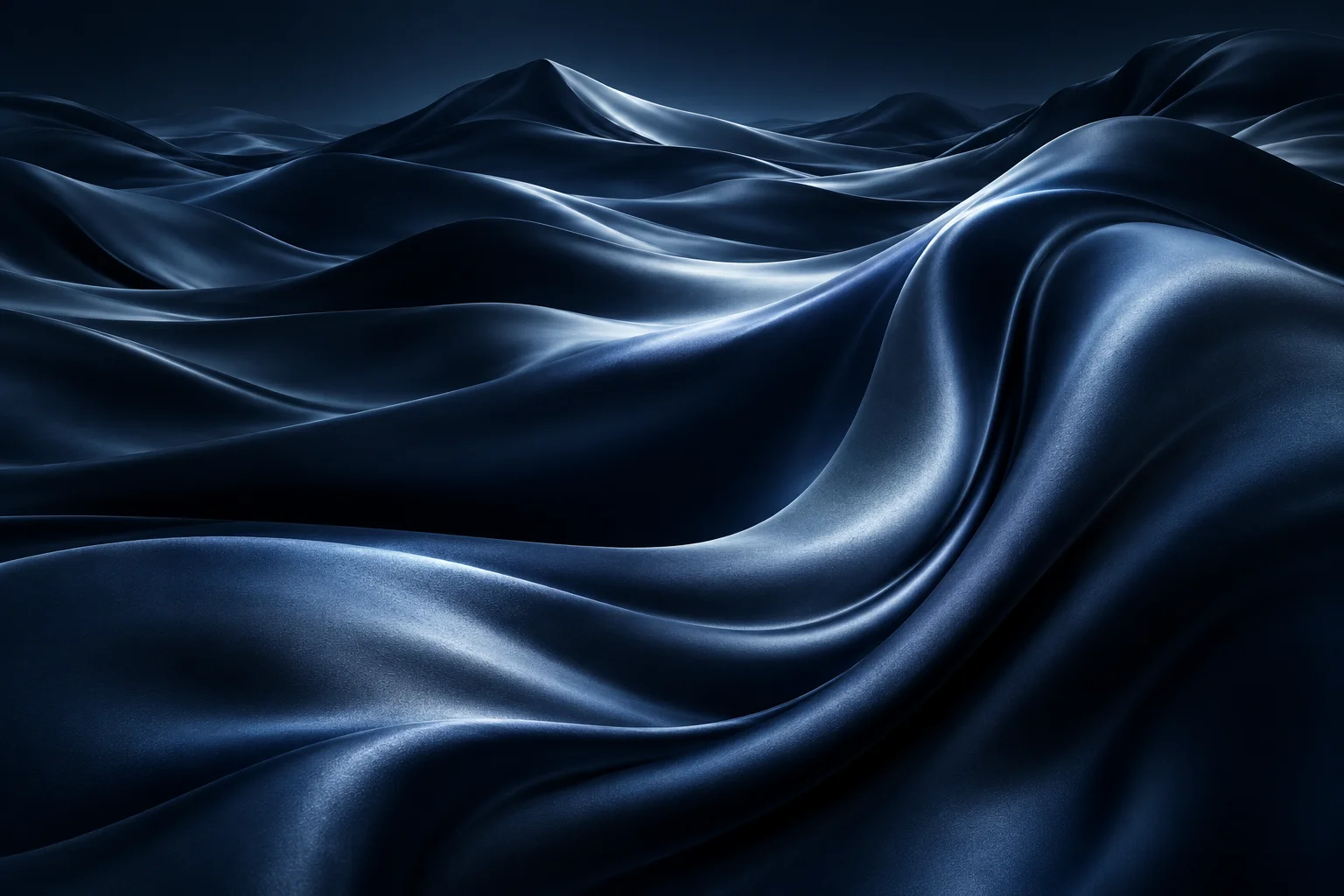 Sculptural midnight-blue silk dunes